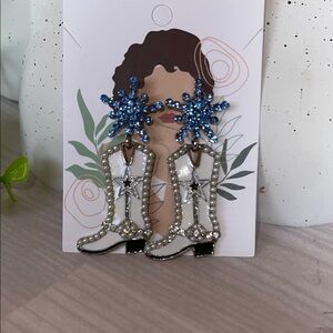 Blue and White Dangling Earrings Jewelry